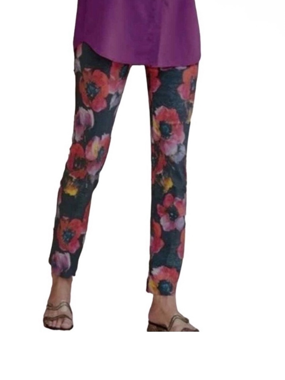 Soft Surroundings Papavero Ponte Ankle Pants Floral Petite Size XS